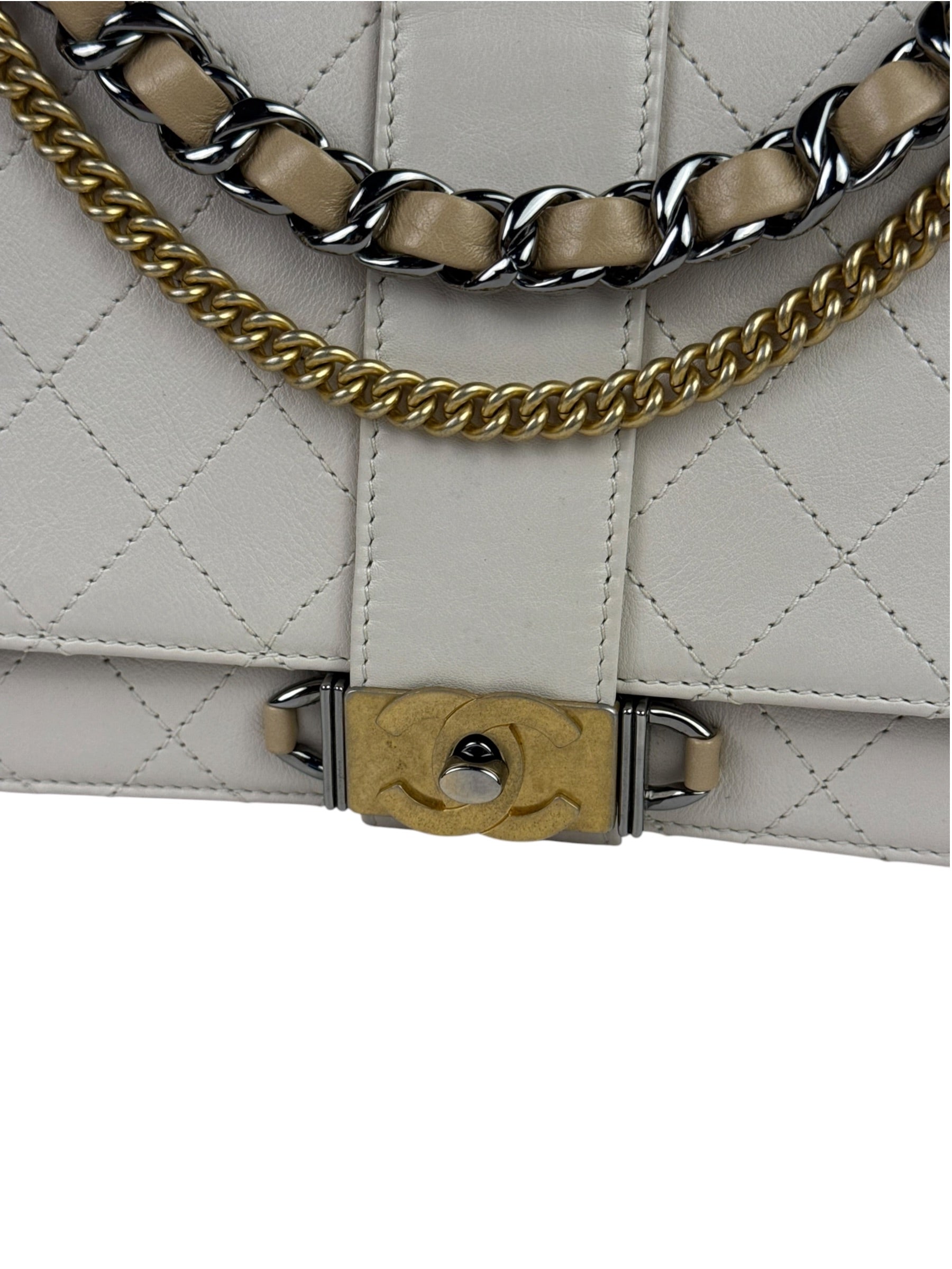 Chanel Cream Quilted Leather Flap Bag 2018