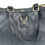 Gucci Black Leather GG Supreme D-Ring Abbey Tote