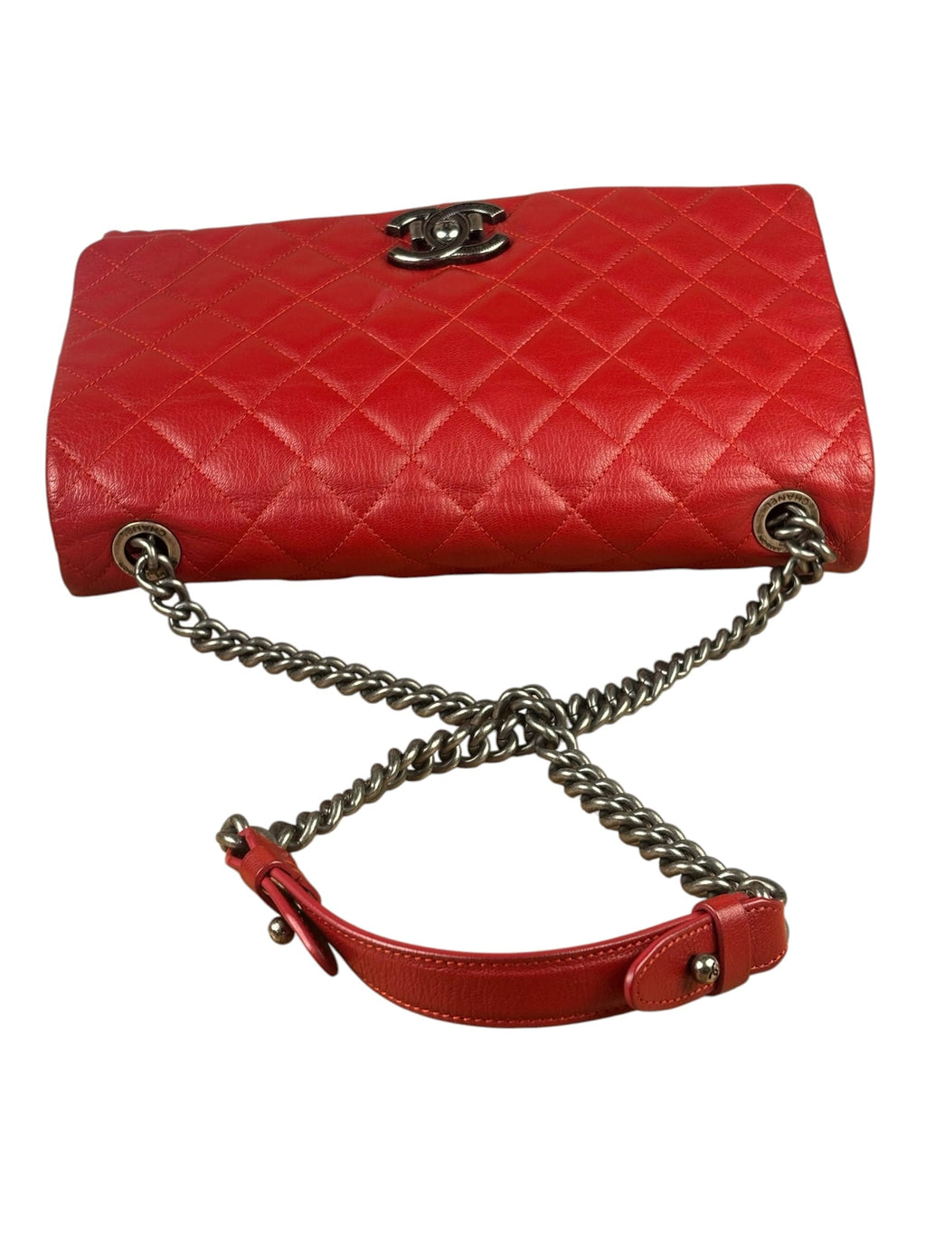 Chanel Red Quilted Lambskin Flap Bag 2015