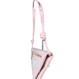 MCM Pink Triangle Logo Fold-Over Shoulder Bag