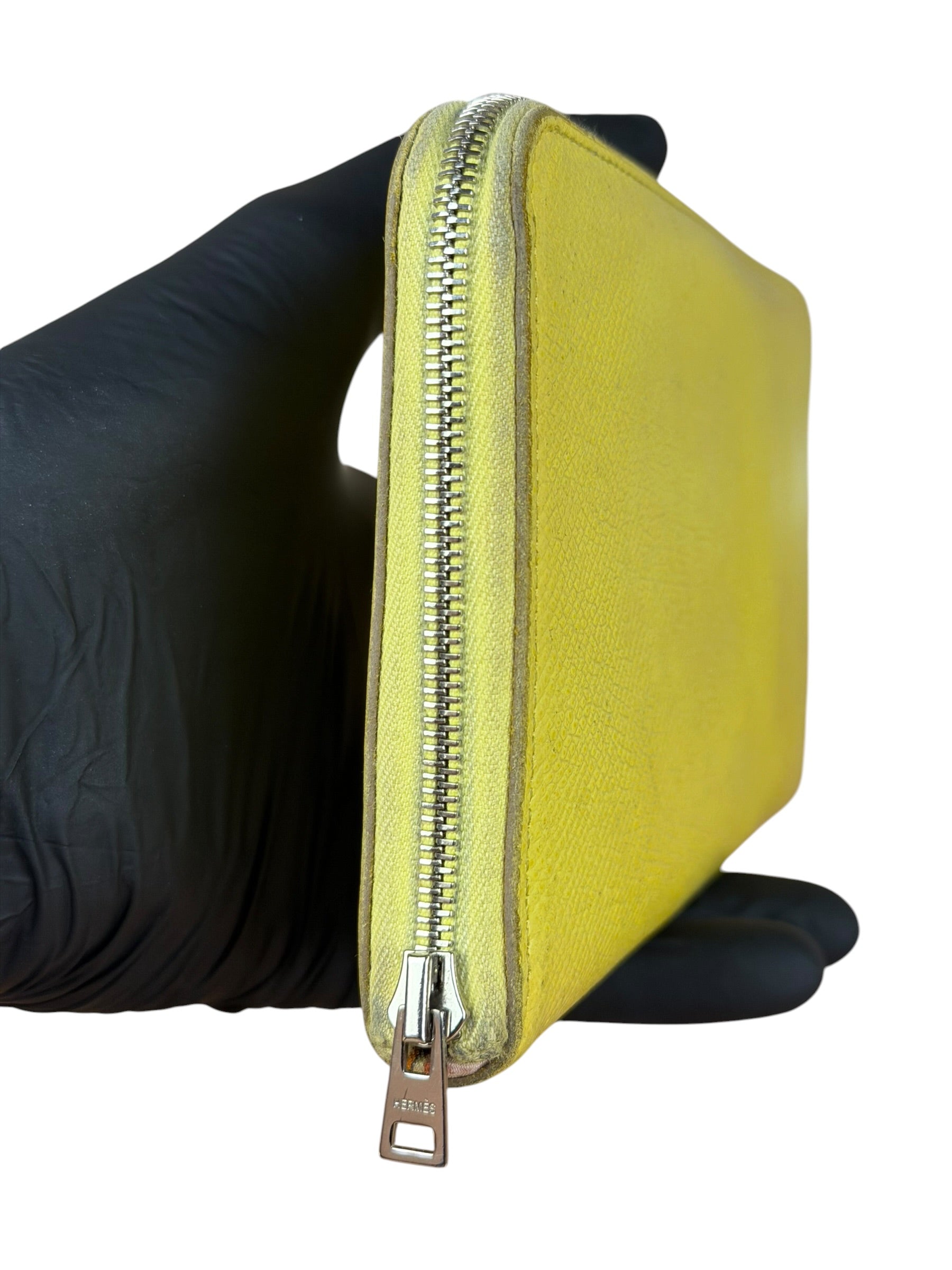Hermes Yellow Leather Silk'In Classique Long Wallet