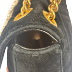 Gucci Black Velvet Marmont Floral Embroidered Shoulder Bag
