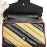 Gucci Stripped Multicolor Marmont Wallet on Chain