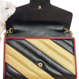 Gucci Stripped Multicolor Marmont Wallet on Chain
