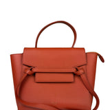 Celine Auburn Orange Leather Mini Belt Top Handle Bag