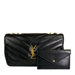 YSL Black Lambskin Matelasse Medium Loulou Shoulder Bag