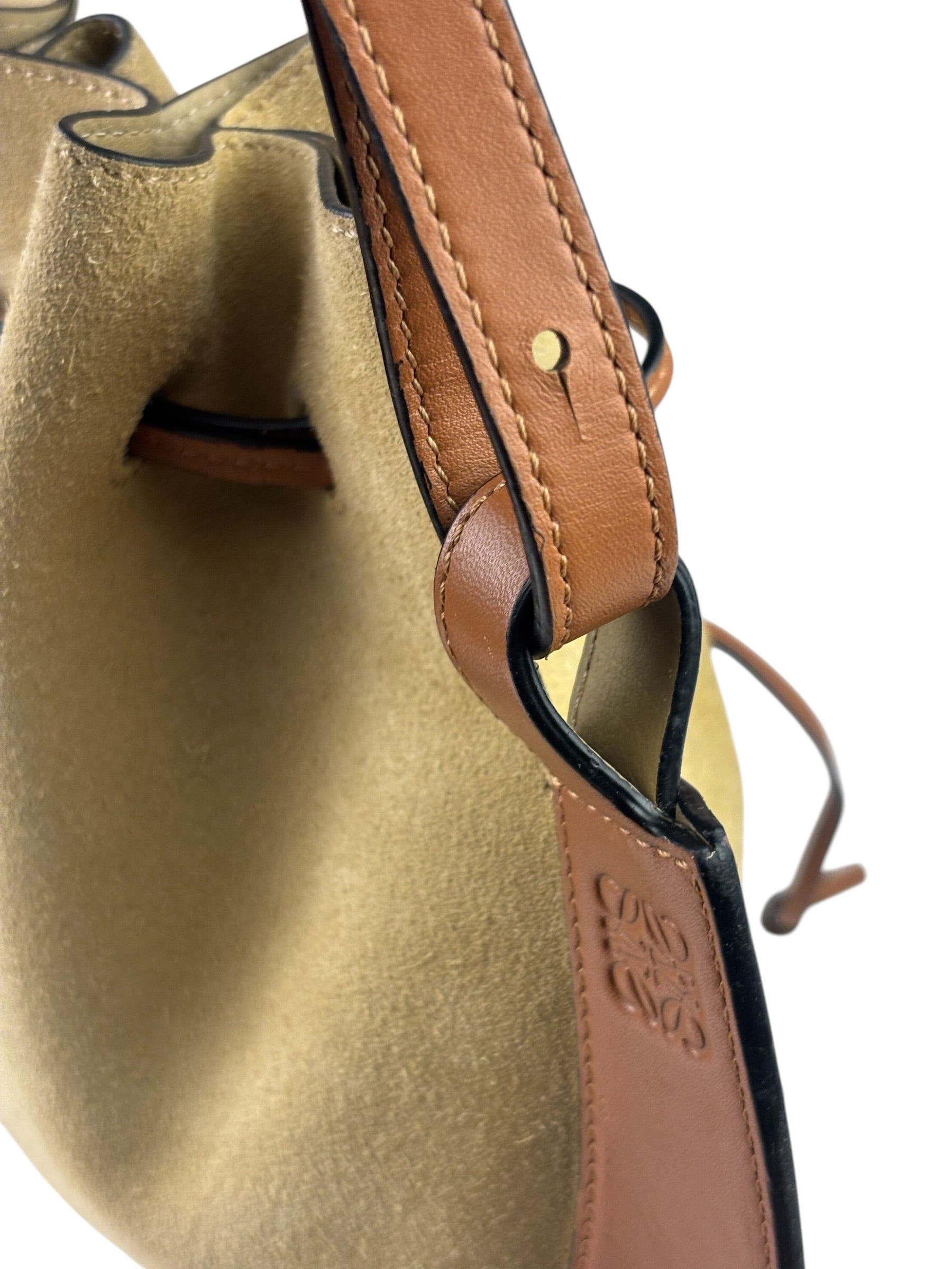 Loewe Brown/Beige Suede/Leather Trim Horseshoe Shoulder Bag