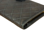 Chanel Vintage Dark Brown Leather Quilted CC Long Wallet