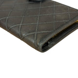 Chanel Vintage Dark Brown Leather Quilted CC Long Wallet