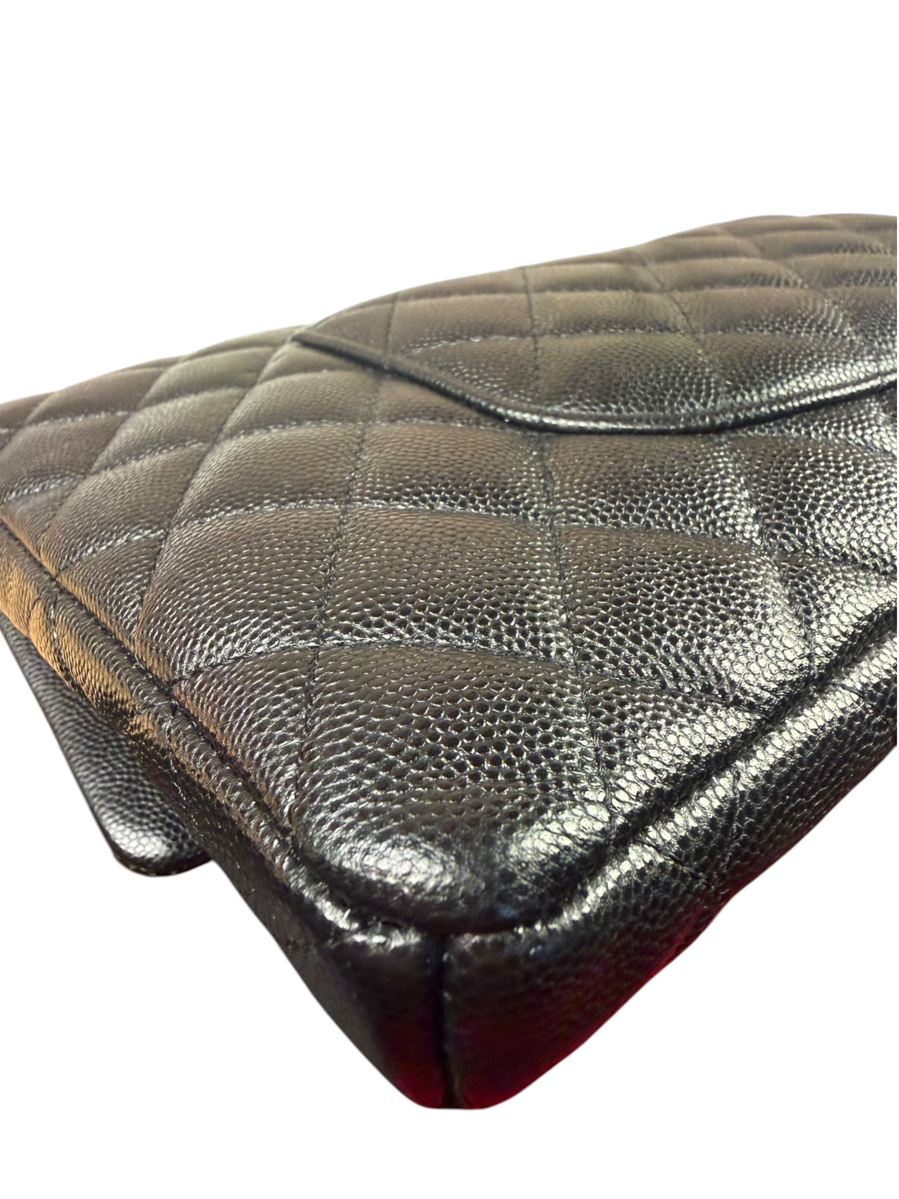 Chanel Black Caviar Quilted Flap Clutch Bag 2019
