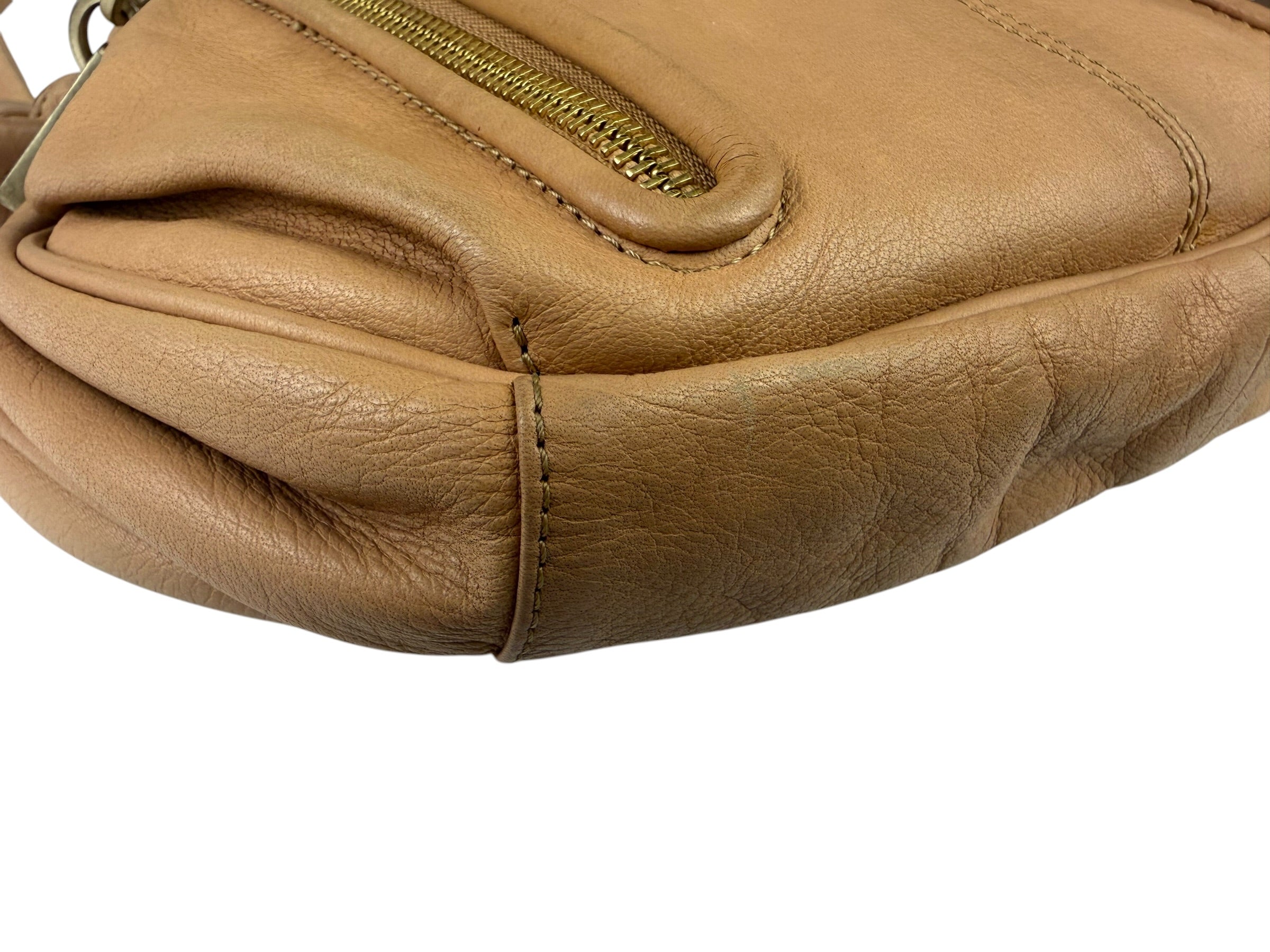 Chloe Orange Beige Calfskin See By Chloe Cherry Drawstring Saddle Crossbody Bag