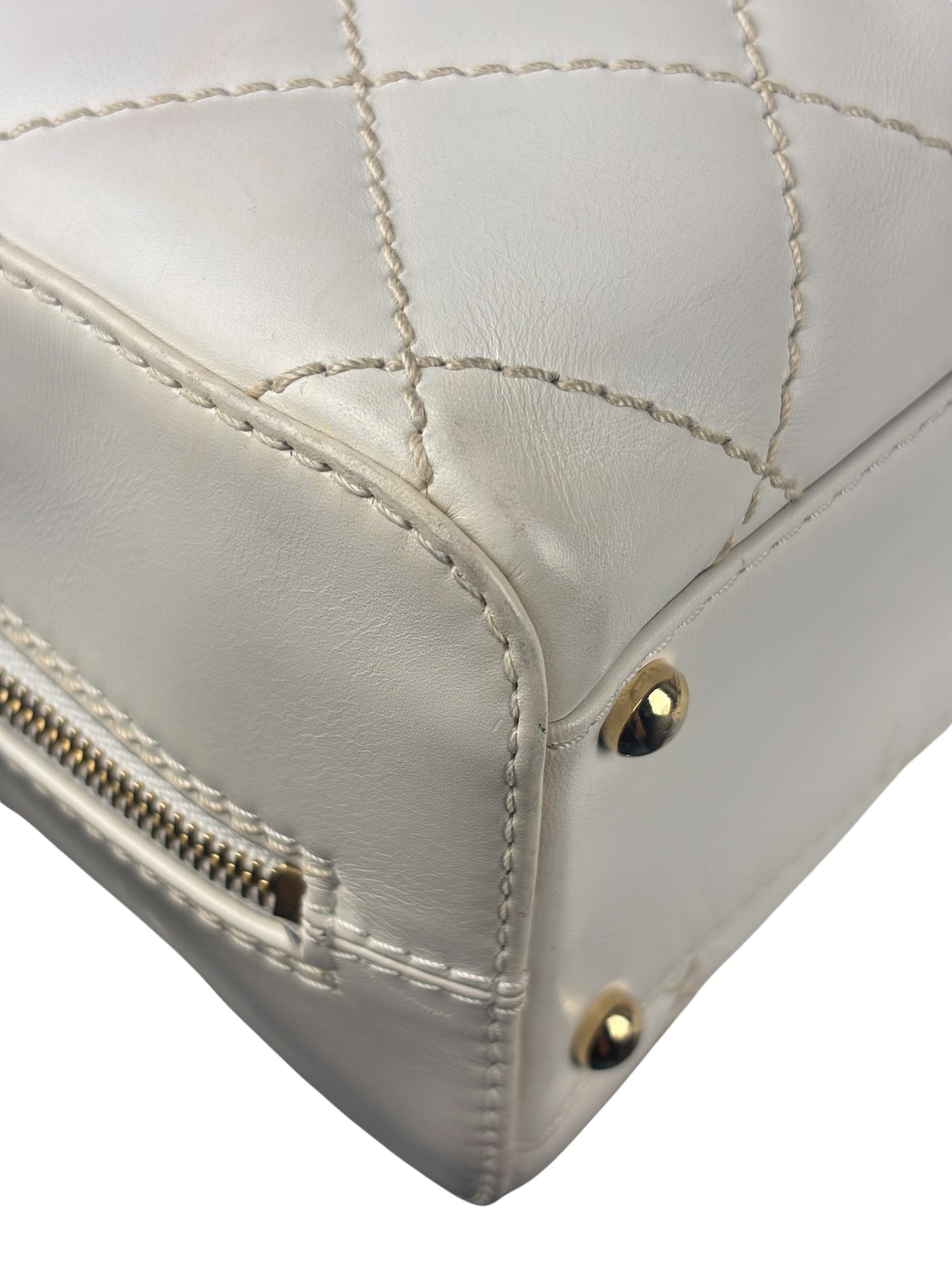 Chanel White CC Lambskin Wild Stitch Handbag 2003