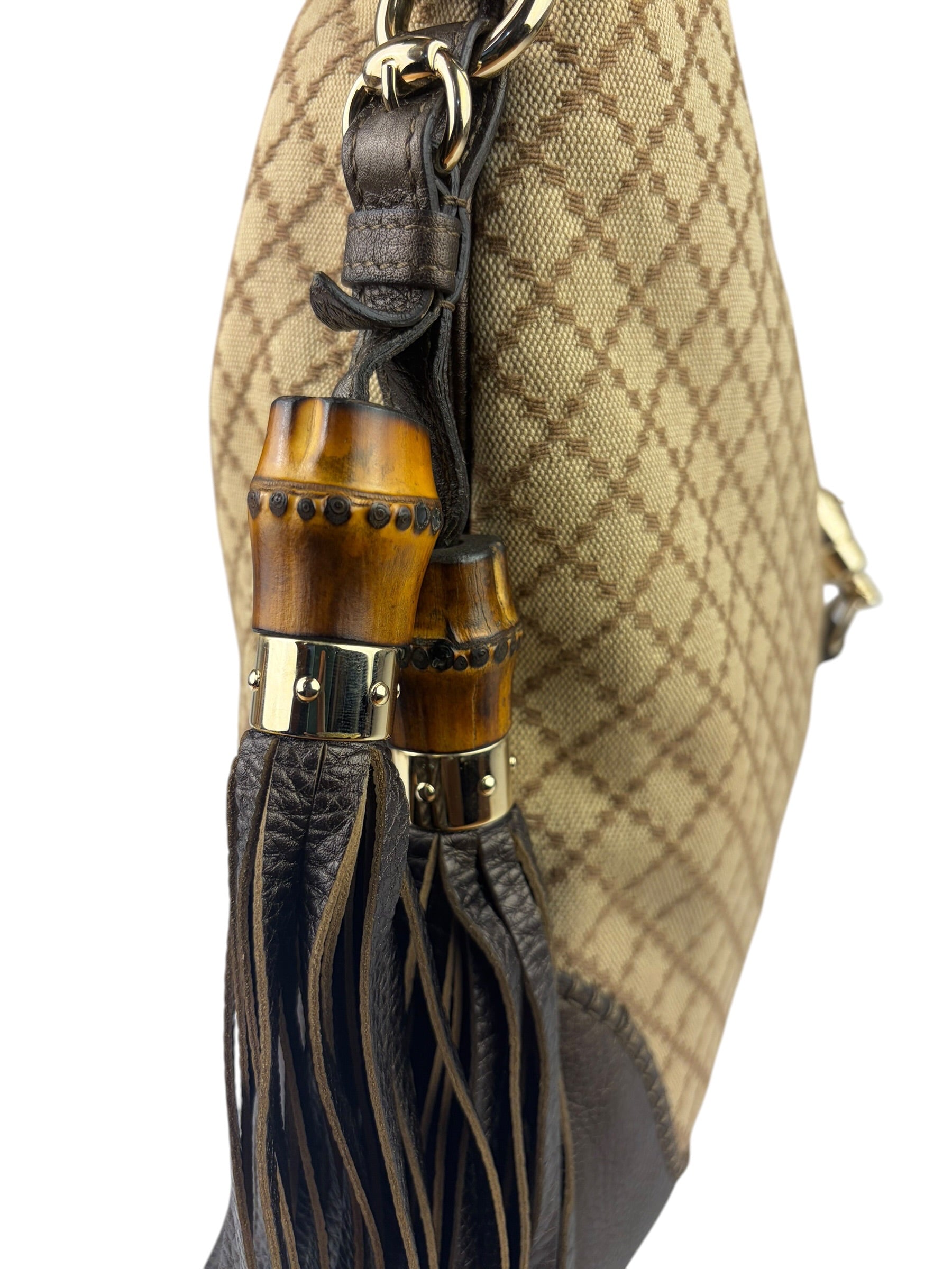 Gucci Brown Leather Trim Jackie 1961 Hobo Bag