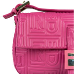 Fendi Pink Leather Logo Embossed Baguette