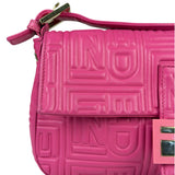 Fendi Pink Leather Logo Embossed Baguette