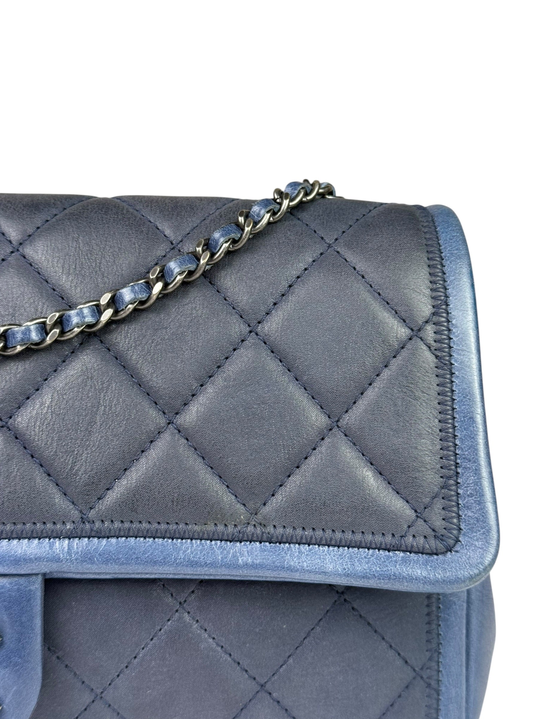 Chanel Paris-Salzburg Blue Bicolor Quilted Flap Bag 2014