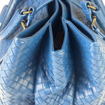 Bottega Venete Blue Lambskin Intrecciato Roma Tote