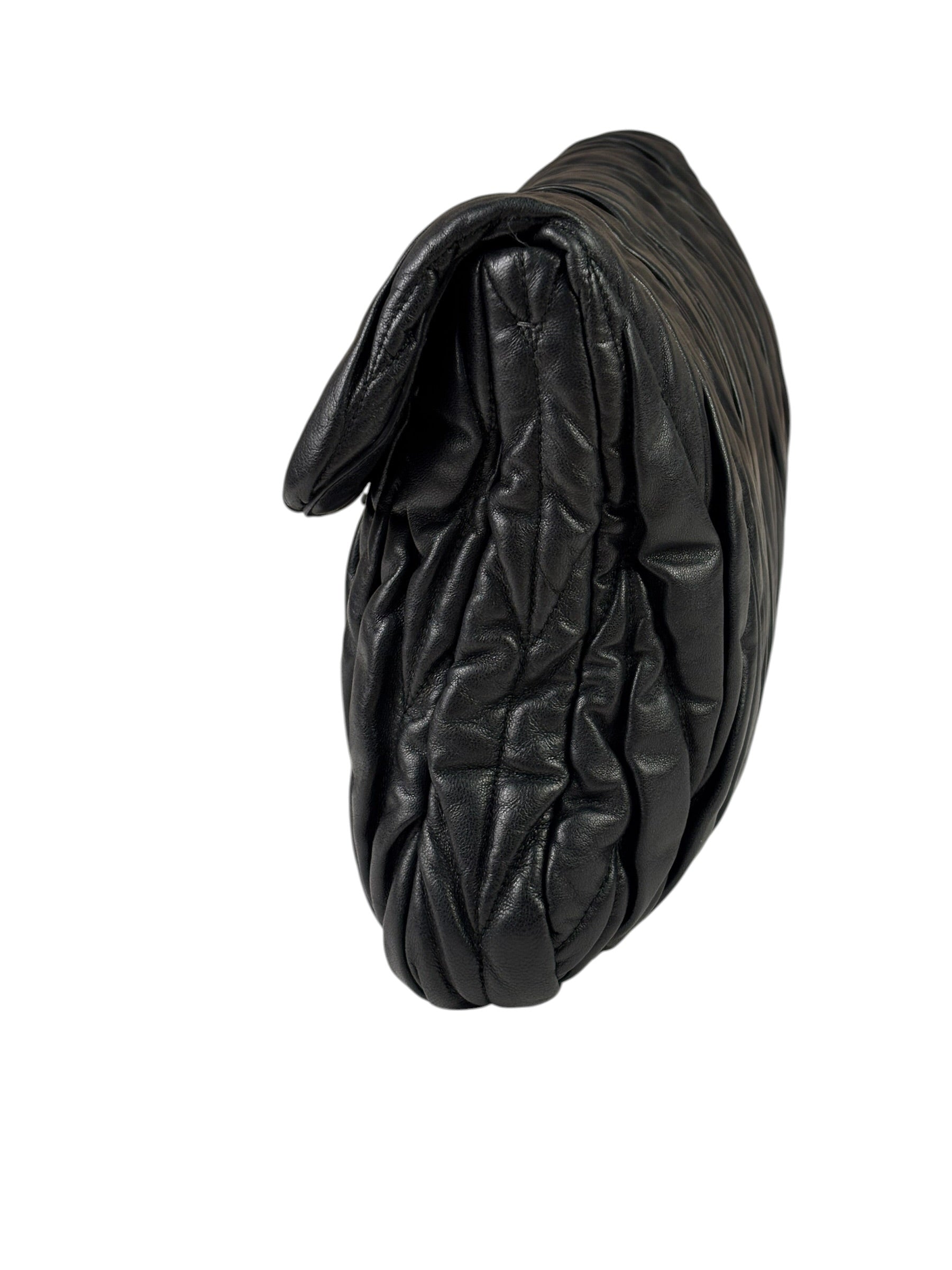 Miu Miu Black Leather Matelasse Shoulder Bag
