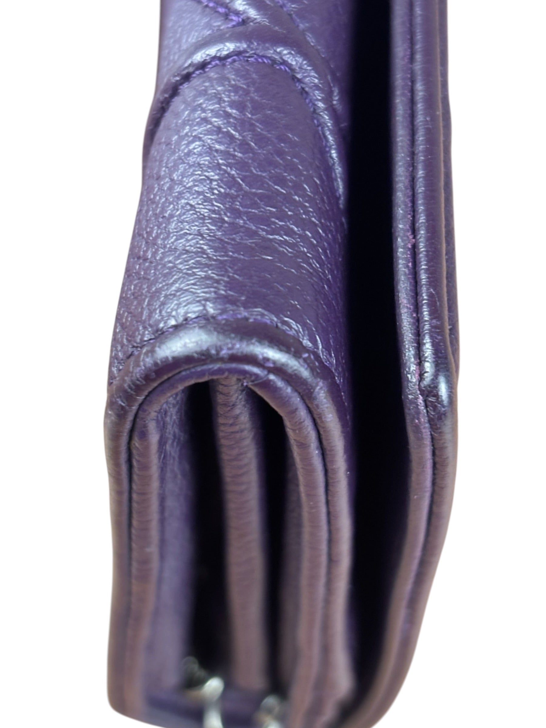 Christian Dior Purple Leather Diorama Wallet on Chain Bag