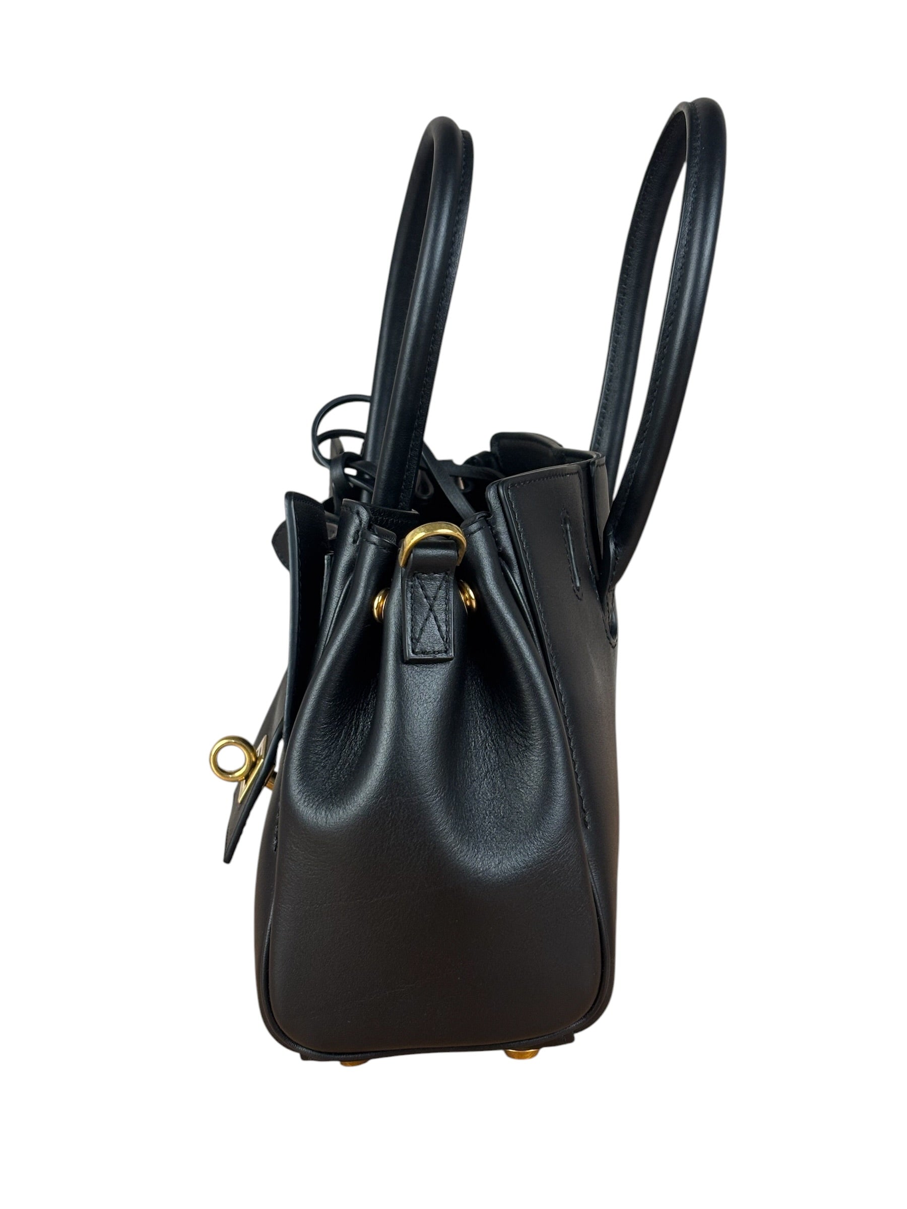 Balenciaga Black Leather Mini Bel Air Carry All Two-Way Bag