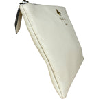 Gucci Ivory Pebbled Leather Bee Zip Clutch Pouch