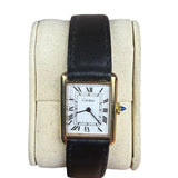 Cartier Tank White Roman Dial Black Strap 1970's