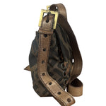 Fendi Zucca Whipstitch Baguette Shoulder Bag