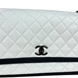 Chanel Quilted Two Tone Leather Flap Bag White