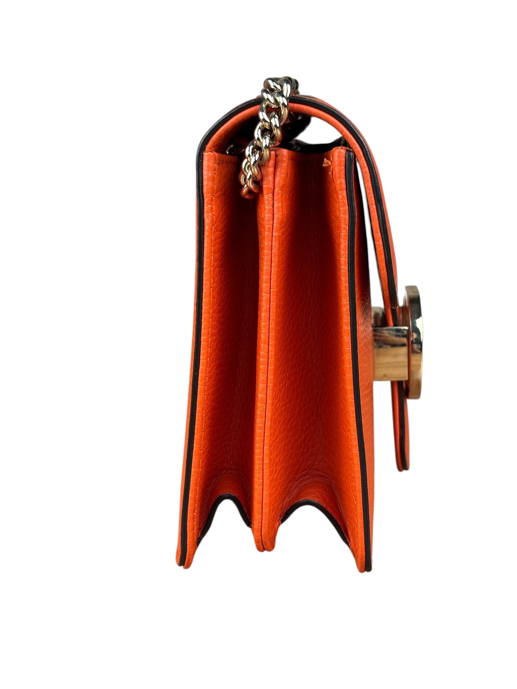 Gucci Orange Leather G Dollar Interlocking Small Shoulder Bag