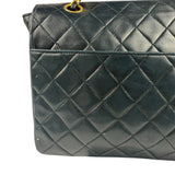 Chanel Black Quilted Lambskin Half Moon Flap 1989