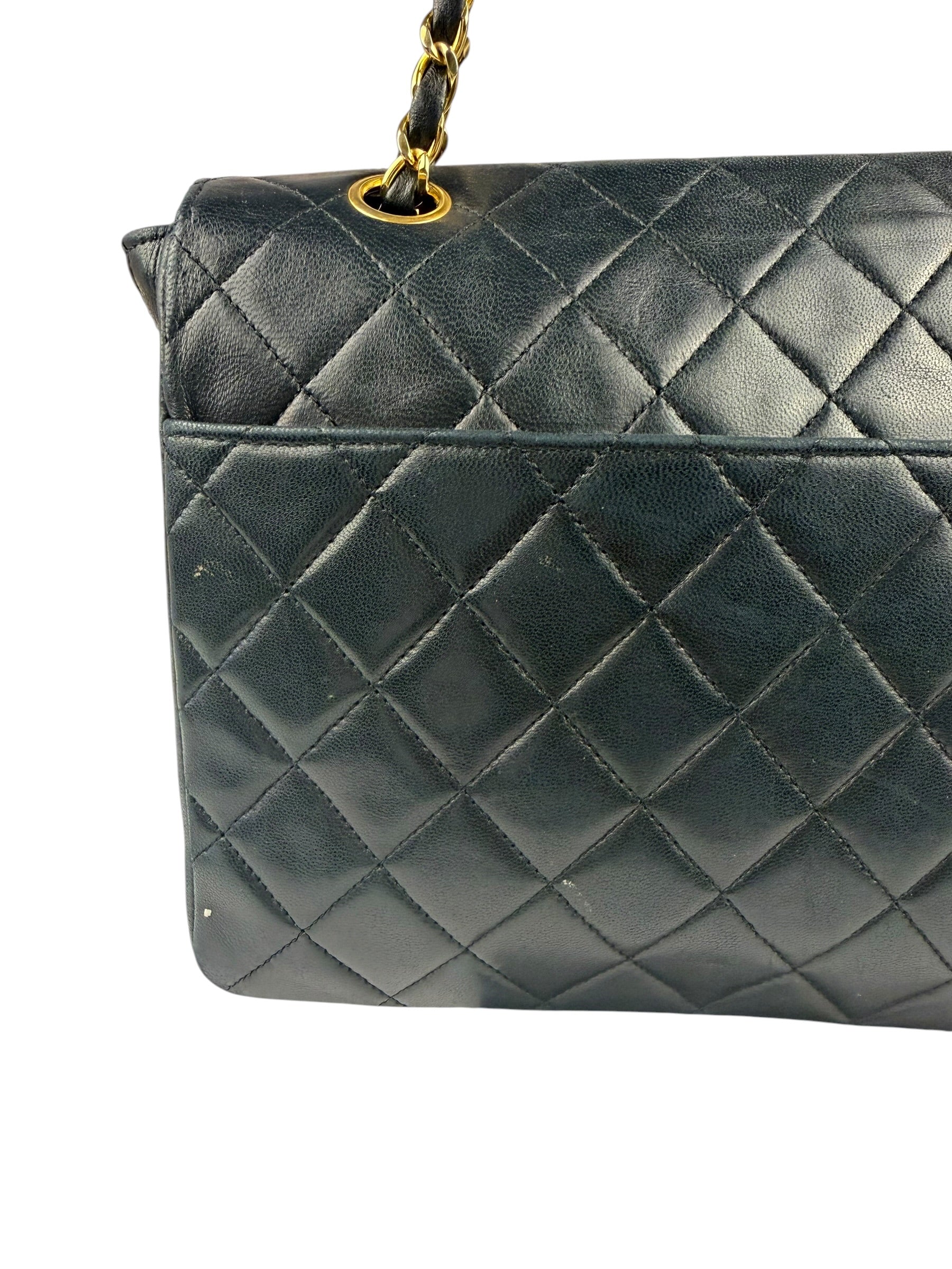 Chanel Black Quilted Lambskin Half Moon Flap 1989
