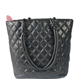 Chanel Black Quilted Leather CC Cambon Ligne Tote 2000s