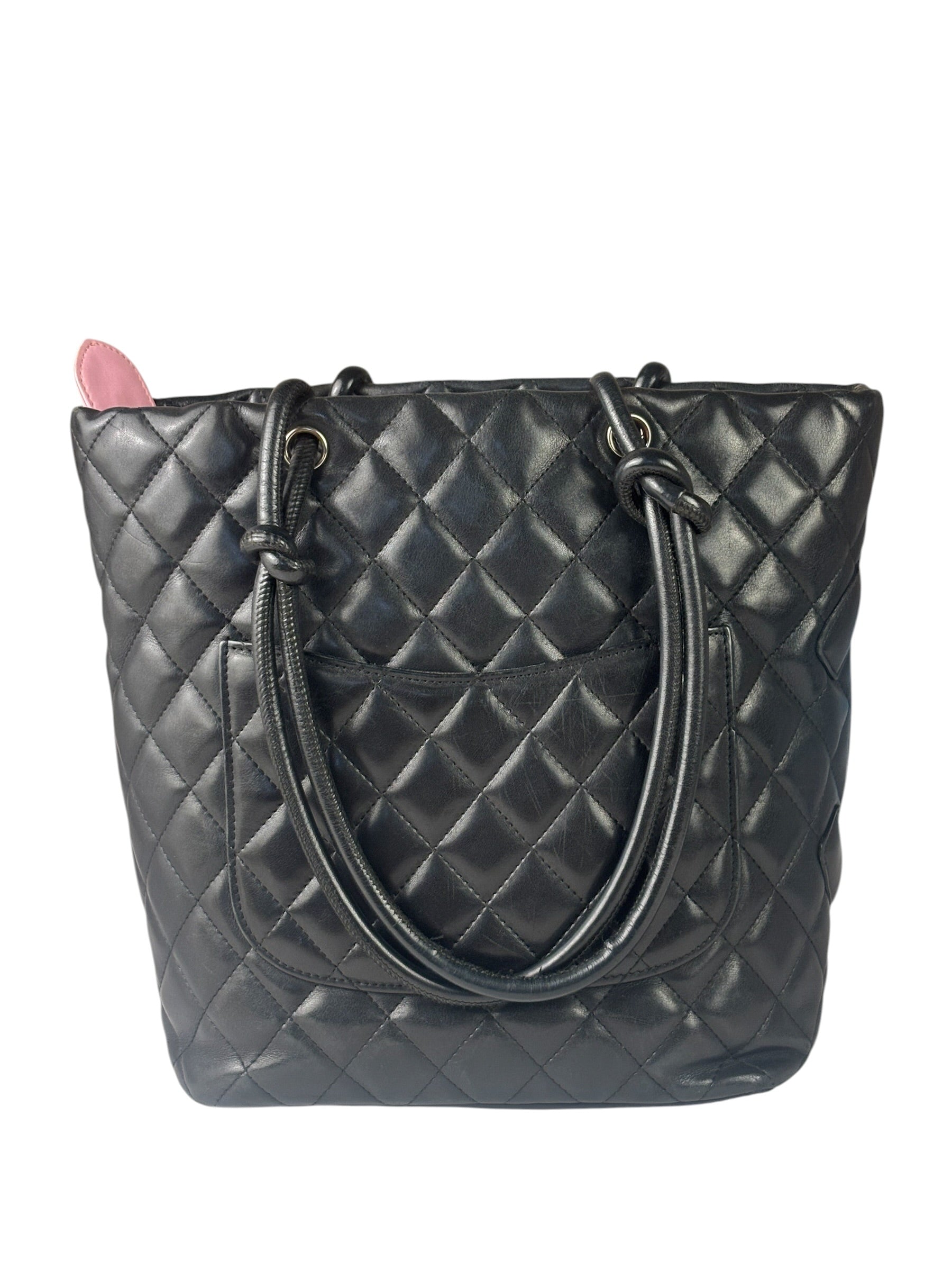 Chanel Black Quilted Leather CC Cambon Ligne Tote 2000s