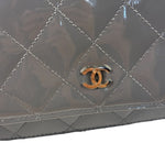 Chanel Grey Quilted Patent Leather Wallet-On-Chain 2012