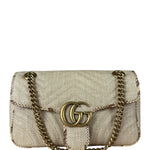 Gucci Raffia Snake-Trimmed Marmont Chain Bag