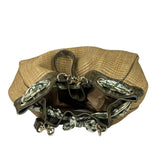 Gucci Brown Snakeskin Trim Large Raffia Positano Tote