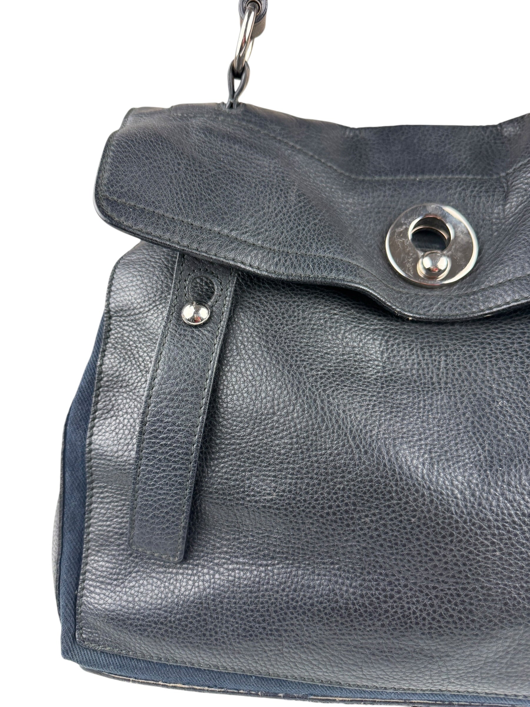 Saint Laurent Vintage Black Leather Top Handle Bag