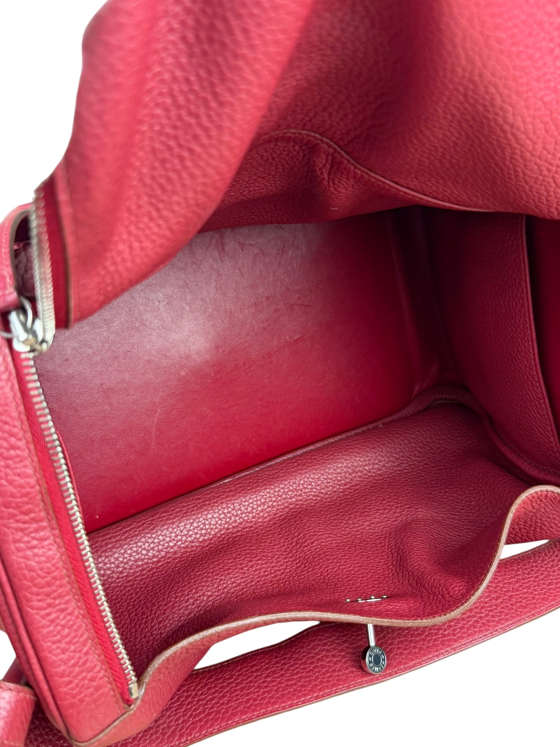 Hermes Lindy 34 Red/Fuchsia Clemence Leather Handbag 2014
