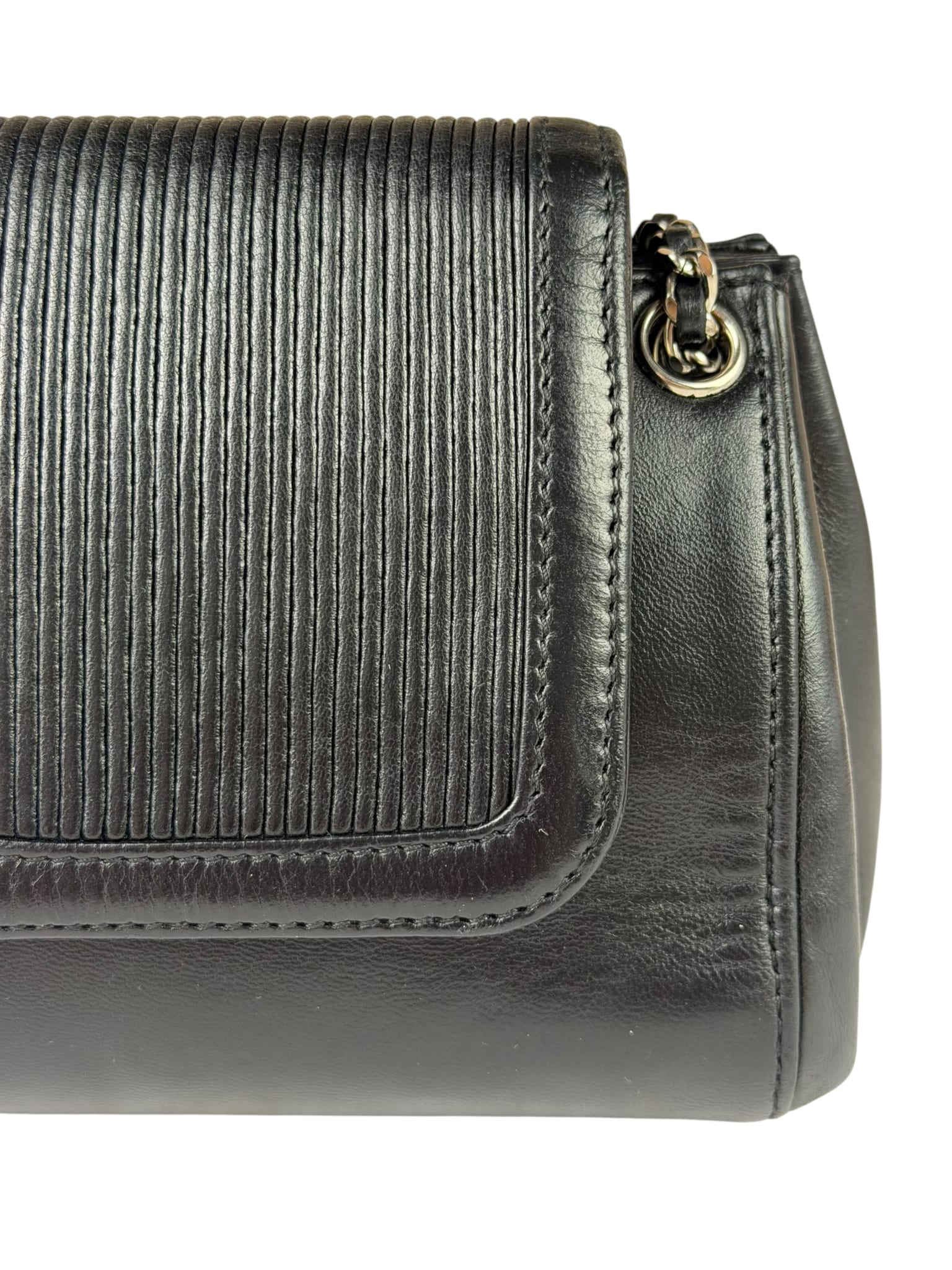 Chanel Black Leather Mademoiselle Accordion Flap Bag 2000