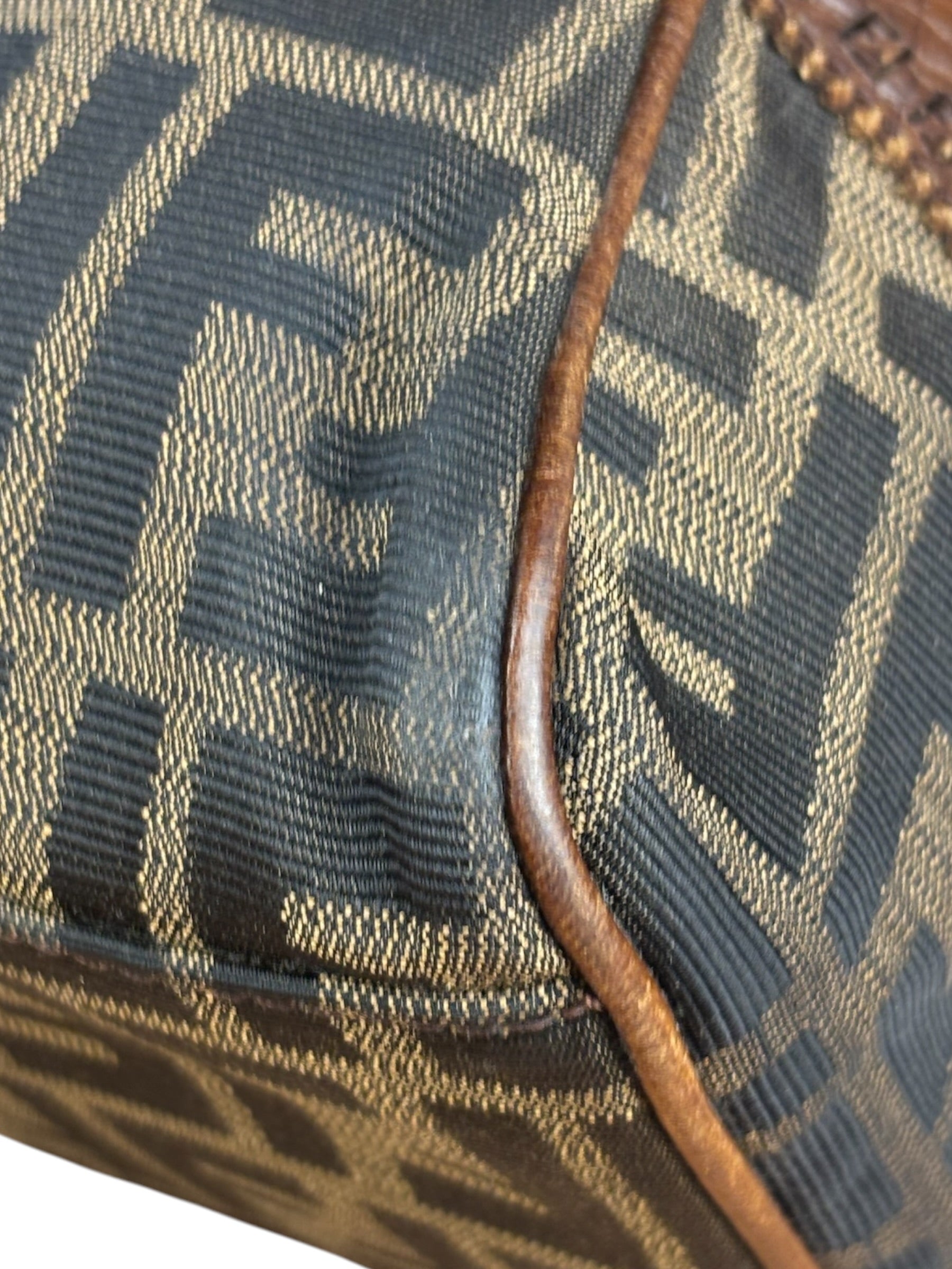 Fendi Vintage Leather Trim Zucca Etnico/Du Jour Tote Bga