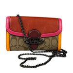 Coach Colorblock Leather Jade Wallet On Chain