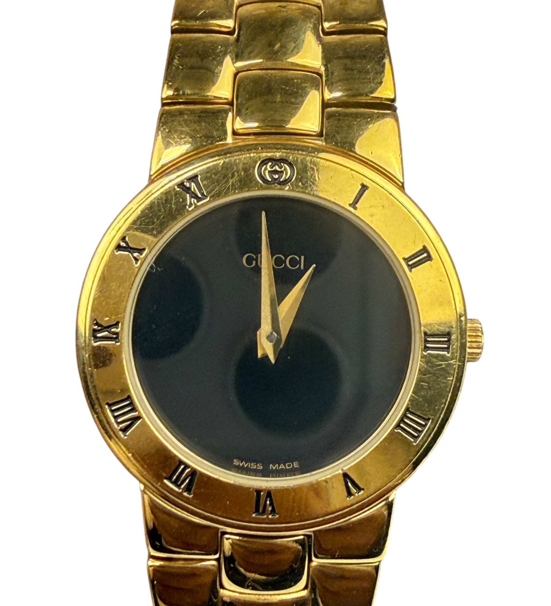 Gucci 3300.2.L Black Round Dial Gold Plated