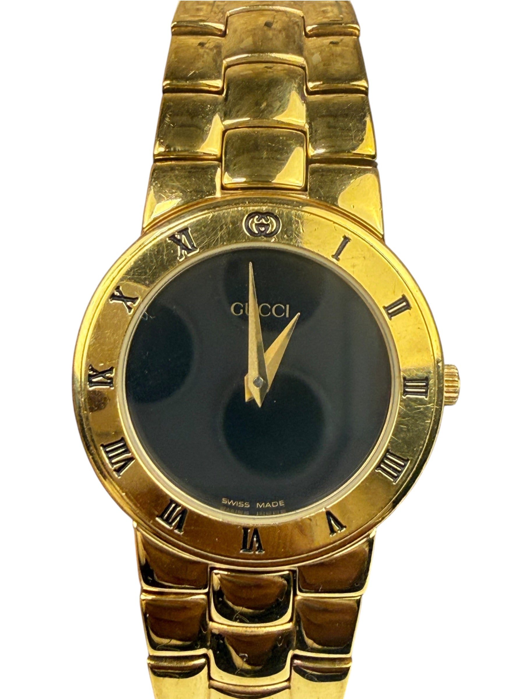 Gucci 3300.2.L Black Round Dial Gold Plated