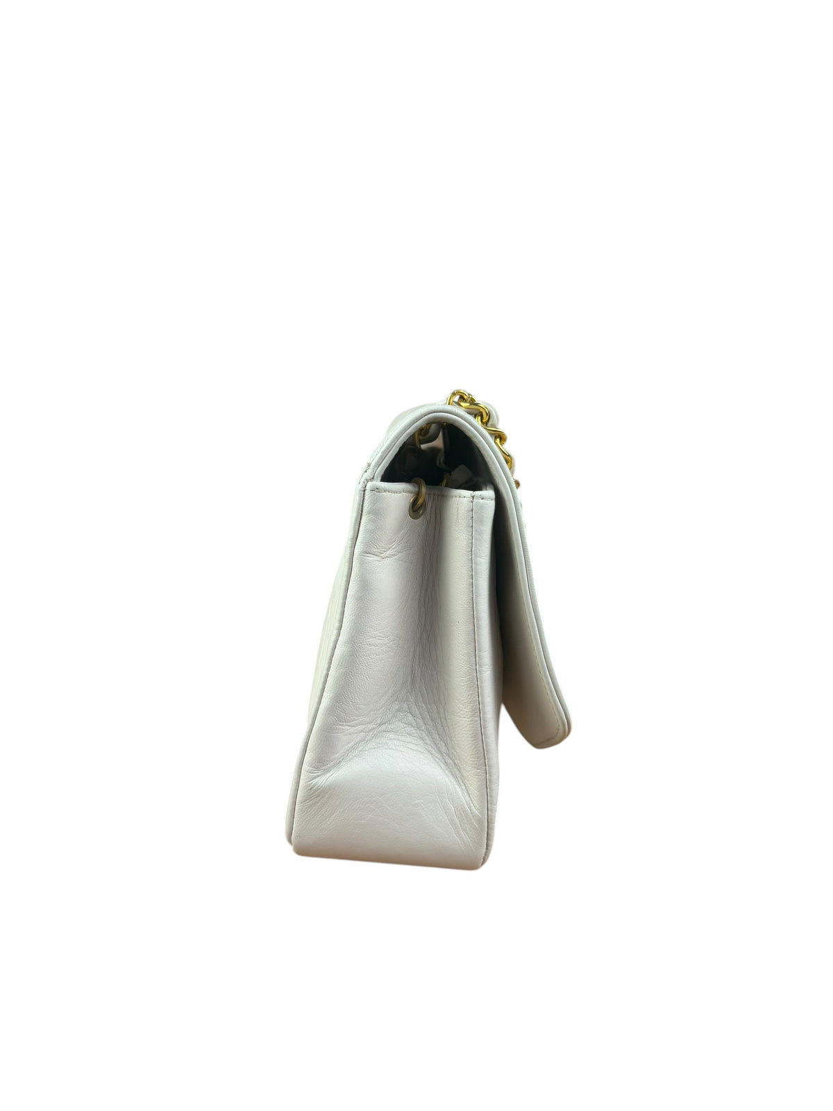 Chanel Vintage White Leather Diana Flap Shoulder Bag 1989