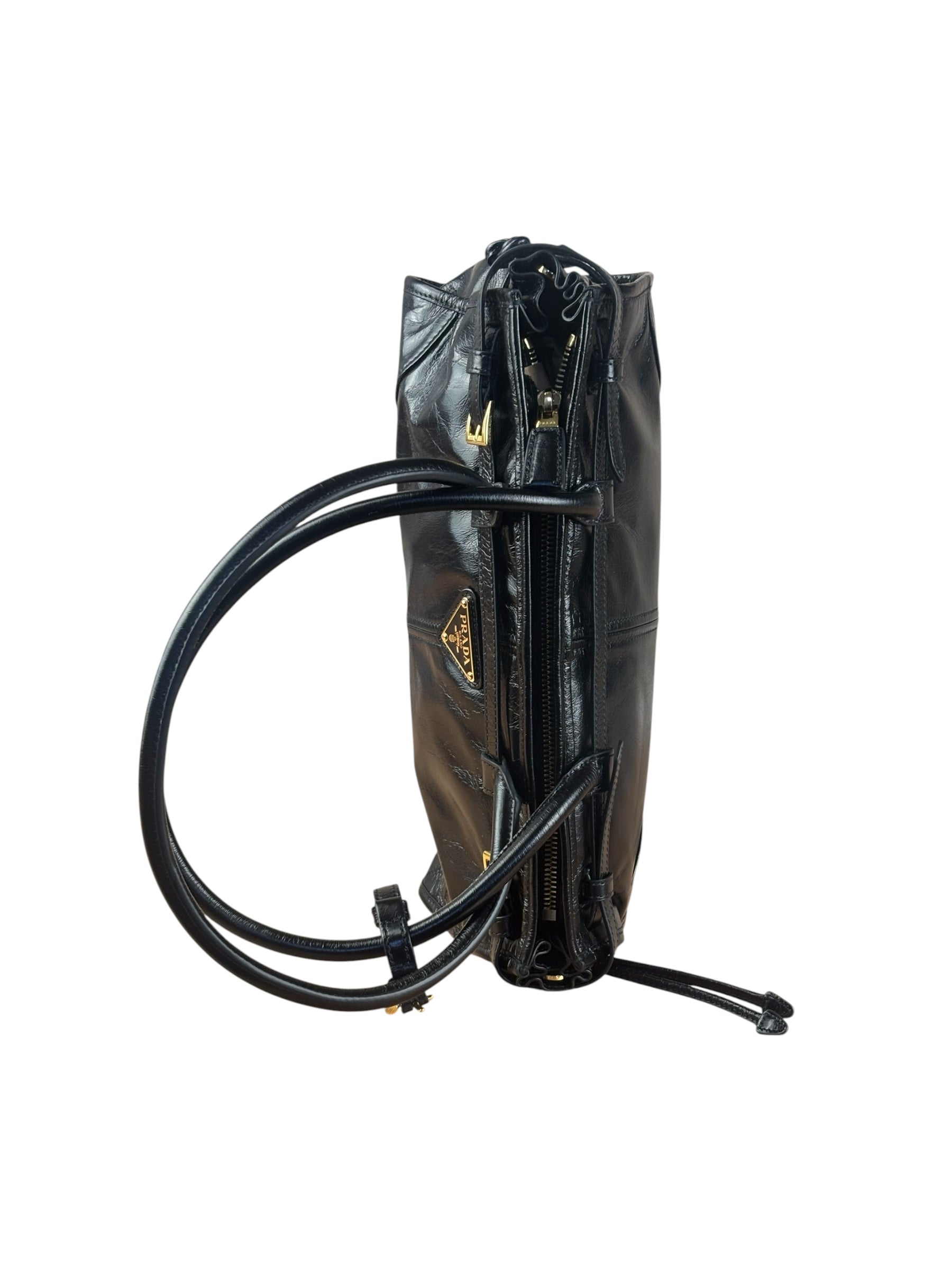 Prada Calfskin Bonnie Shoulder Bag Black