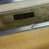Bottega Veneta Vintage Yellow Lizard Print Clasp Handbag