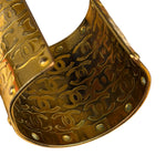 Chanel Vintage Gold CC Print Cuff Bracelet