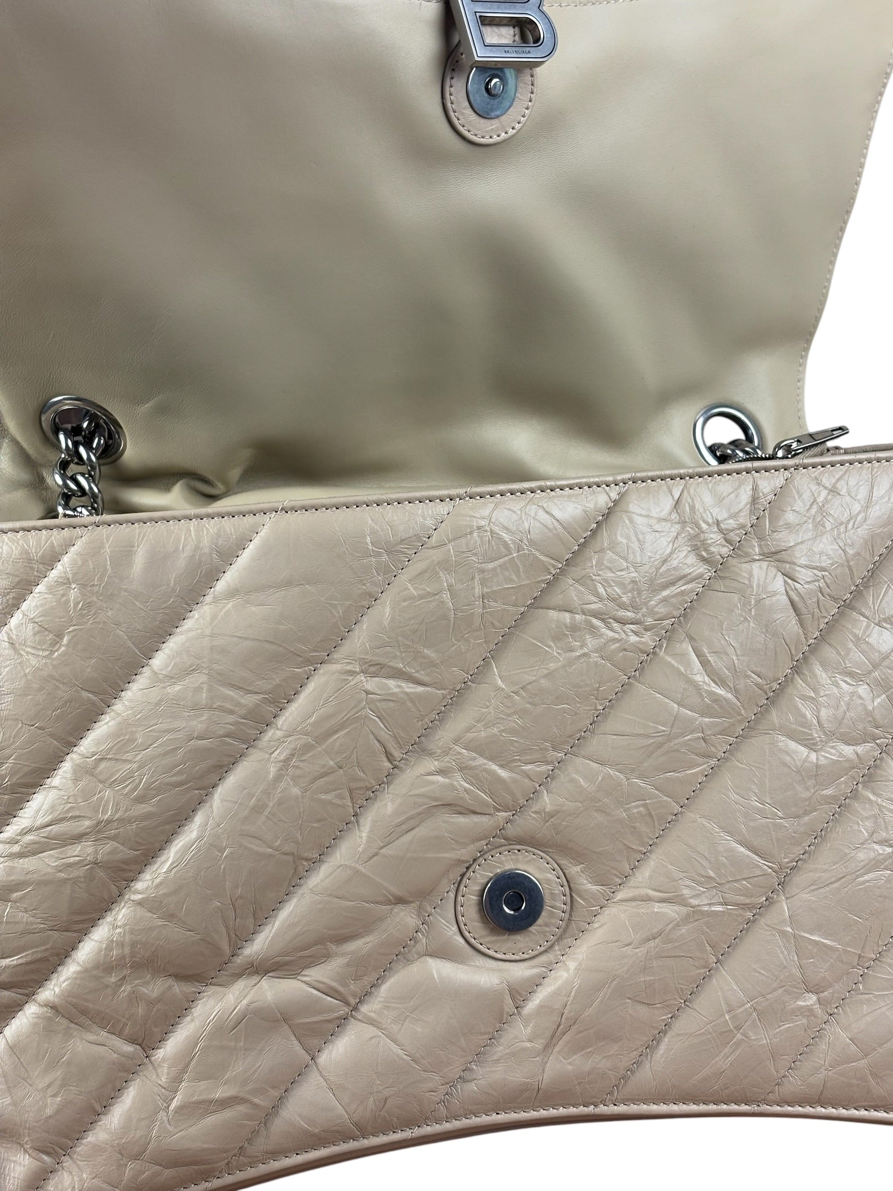 Balenciaga Beige Calfskin Crush Chain Bag