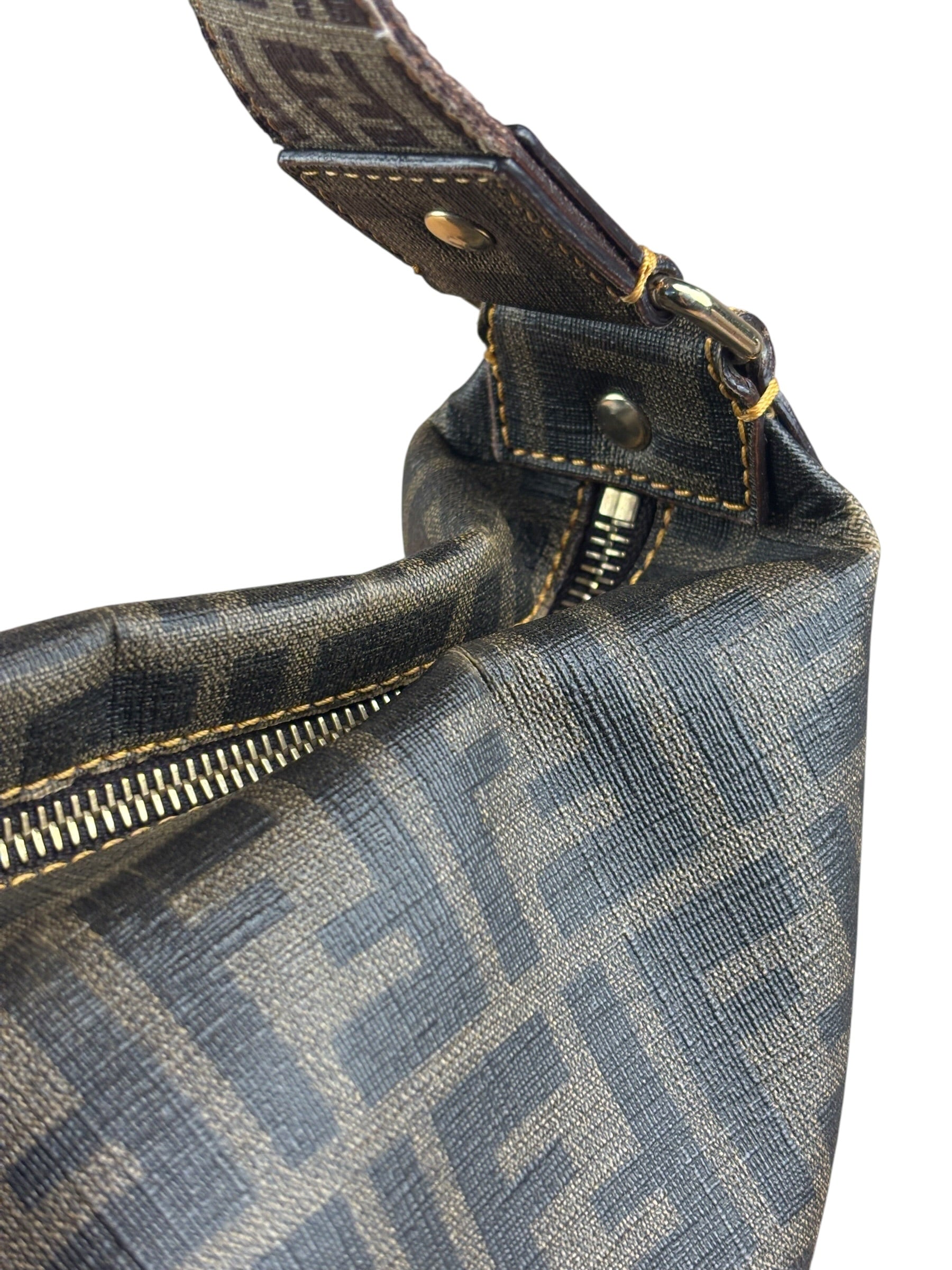 Fendi Vintage Two-Tone Leather Zucchino Messenger/Shoulder Bag