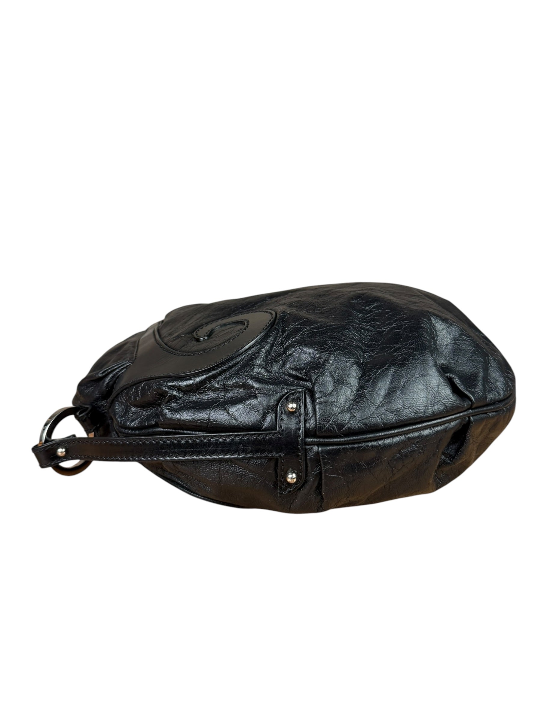Fendi Vintage Black Leather Oyster Hobo Bag